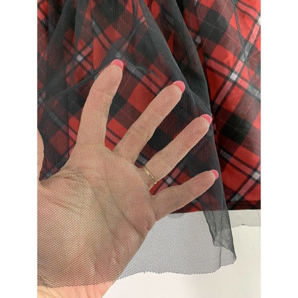 Disney Minnie Mouse Girls Skirt XL 14-16 Plaid Tulle Skort‎ Red Black - Picture 5 of 6